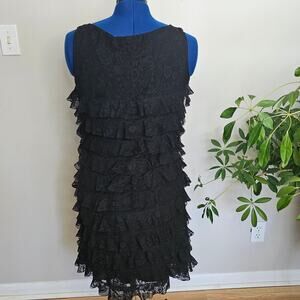 August Silk Options Flouncy Tiered Lace Ruffled Cocktail Dress Size L